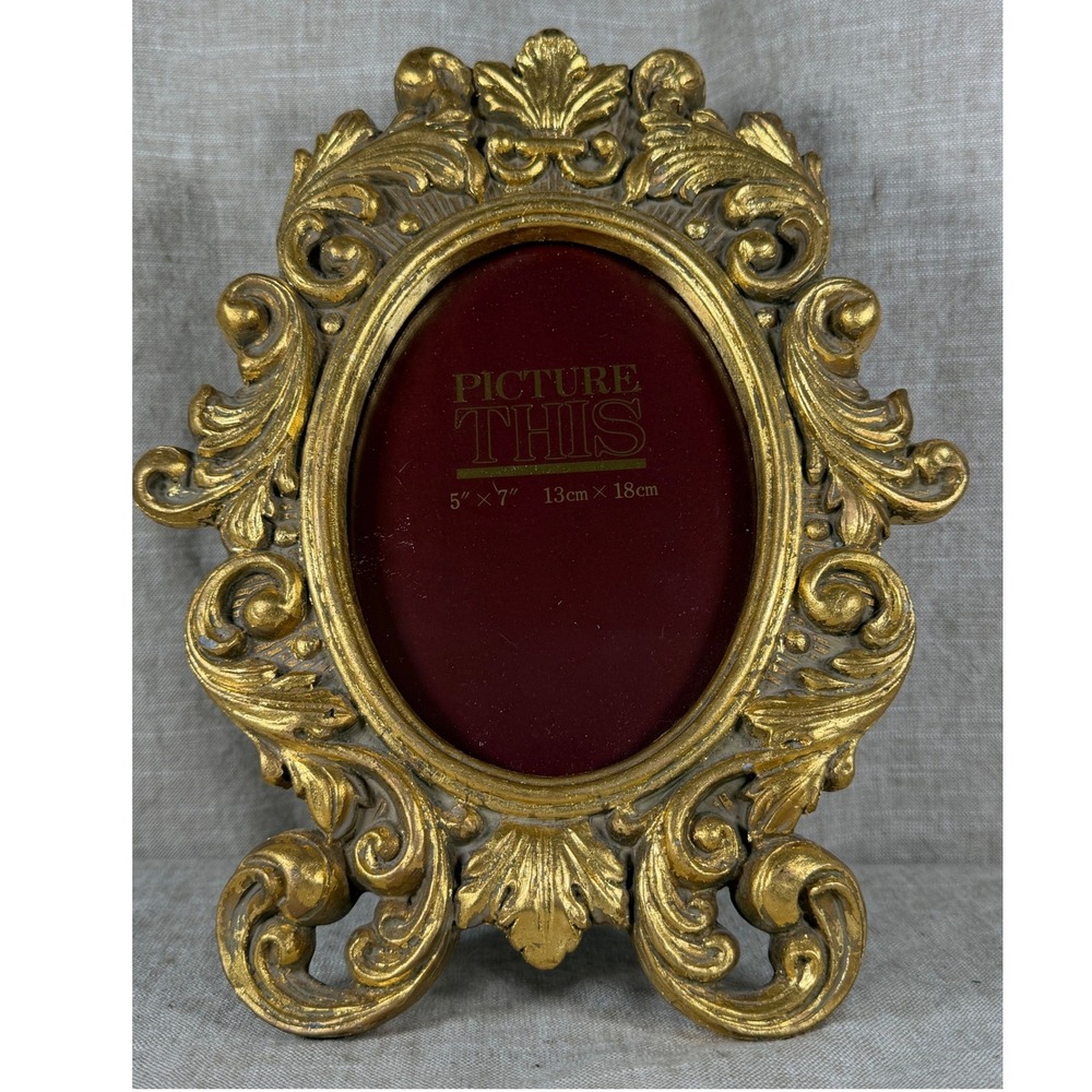 Picture Frame Good Vintage Gold Ornate Baroque Rococo Scroll 5x7 Tabletop Decor